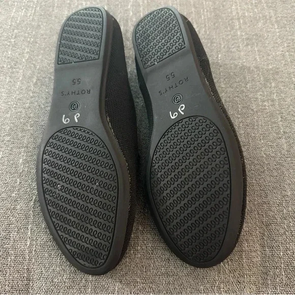 Rothy's black round toe flats 5.5 slip on washable sustainable work comfortable - Picture 7 of 8